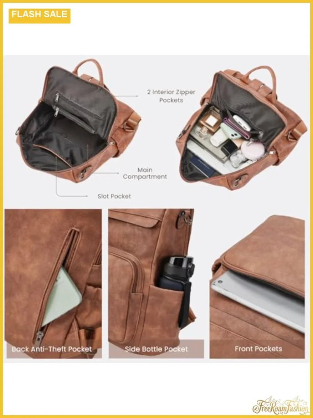 Convertible 3-in-1 Anti-Theft Backpack Purse for Women, Vegan Leather Travel Bag
